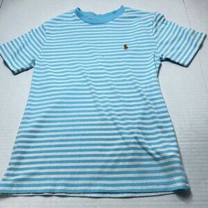 Polo Ralph Lauren Boy's T-Shirt - Light Blue and White Striped - Size S - EUC